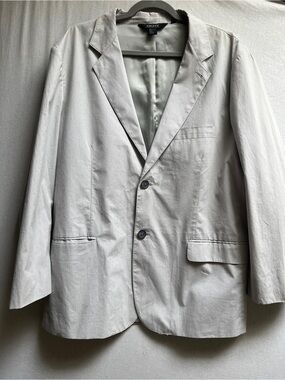 DKNY Donna Karan Pinstriped Lightweight 100% Cotton Blazer Grey XL